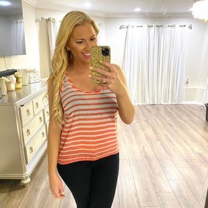 Sheer Striped High-Low Razorback‎ Tank 🧡